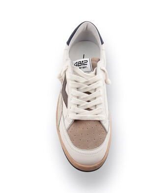 4B12 - Herren Sneaker offwhite Glattleder mit Taupe - Playnew