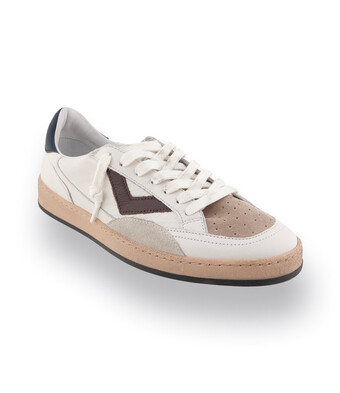 4B12 - Herren Sneaker offwhite Glattleder mit Taupe - Playnew