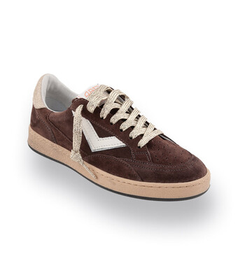 4B12 - Sneaker braun velours mit goldfarbenen Details, Playnew