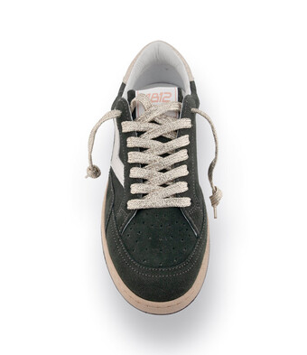 4B12 - Sneaker grün velours mit goldfarbenen Details, Playnew