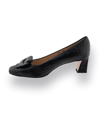 Pumps von Brunate in schwarz mit Krokoprägung