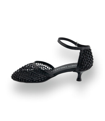 Pedro Miralles Fensterpumps - Schwarz mit Netz &amp; Strass