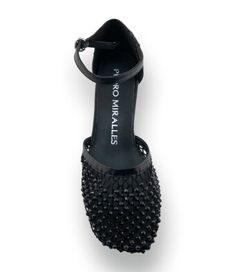 Pedro Miralles Fensterpumps - Schwarz mit Netz &amp; Strass