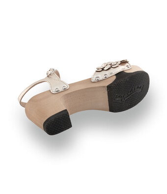 Softclox - Karola &ndash; Flexible Holz-Sandale in edlem Gold-Metallic