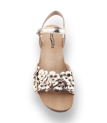 Softclox - Karola &ndash; Flexible Holz-Sandale in edlem Gold-Metallic
