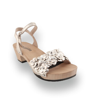 Softclox - Karola &ndash; Flexible Holz-Sandale in edlem Gold-Metallic