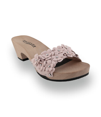 Softclox - Kara &ndash; Flexible Holz-Pantolette mit Bl&uuml;ten-Dekor
