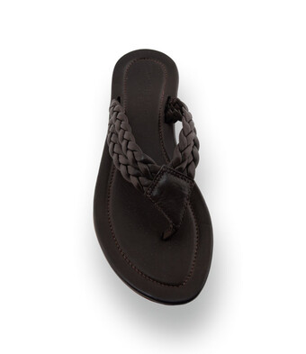 Viamercanti - Edle Zehentrenner-Dianette mit Geflecht in Dunkelbraun