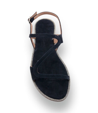 Viamercanti: Elegante Velours-Sandalette in tiefem Blau