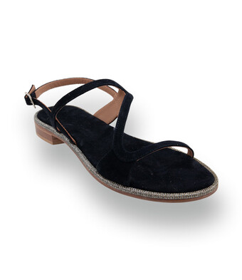 Viamercanti: Elegante Velours-Sandalette in tiefem Blau