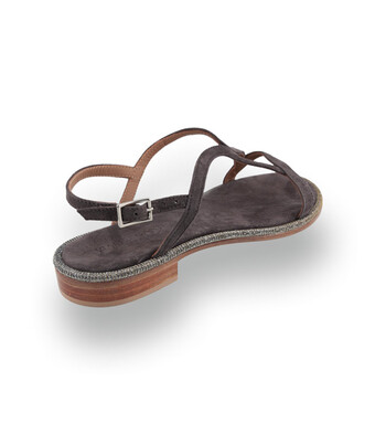 Viamercanti - Elegante Velours-Sandalette in Mittelgrau