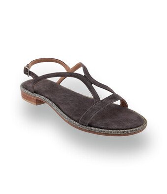 Viamercanti - Elegante Velours-Sandalette in Mittelgrau