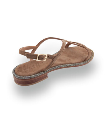 Viamercanti - Elegante Velours-Sandalette in Mittelbraun