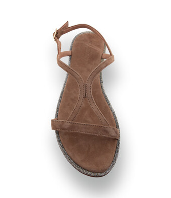 Viamercanti - Elegante Velours-Sandalette in Mittelbraun