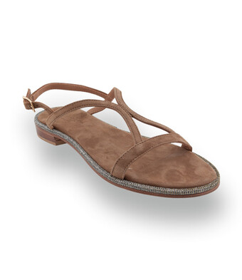 Viamercanti - Elegante Velours-Sandalette in Mittelbraun