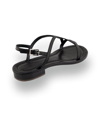 Viamercanti - Klassische Glattleder-Sandalette in Tiefschwarz