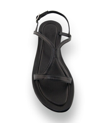 Viamercanti - Klassische Glattleder-Sandalette in Tiefschwarz