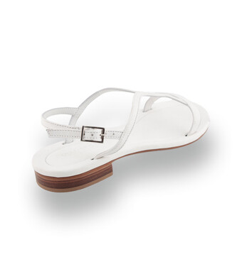 Viamercanti - Klassische Glattleder-Sandalette in sanftem Off-White