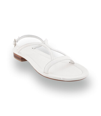 Viamercanti - Klassische Glattleder-Sandalette in sanftem Off-White