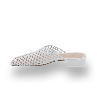 Zinda Mule - Wei&szlig;es Glattleder mit kunstvollen Cutouts