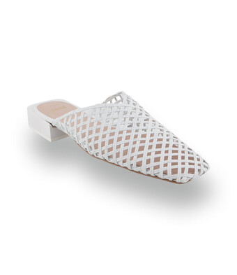 Zinda Mule - Wei&szlig;es Glattleder mit kunstvollen Cutouts