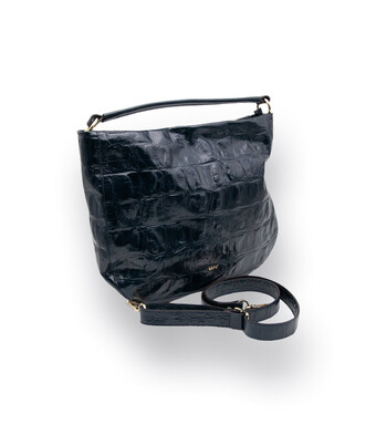 Handtasche von Abro in dunkelblau Krokoprägung