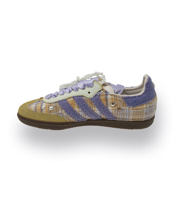 ADIDAS-&nbsp; Individueller Sneaker Samba gelb -flieder Karo&nbsp;