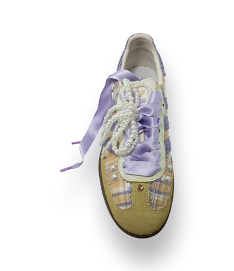 ADIDAS-&nbsp; Individueller Sneaker Samba gelb -flieder Karo&nbsp;