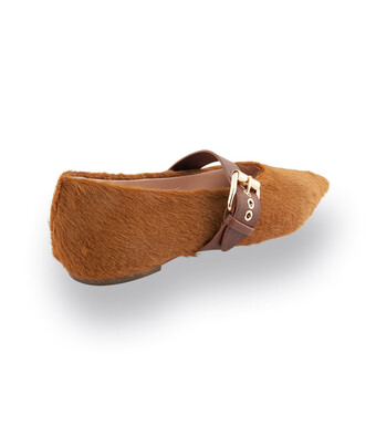 AGL Fergy Strap MaryJane in cognacbraun auf Ponyfell
