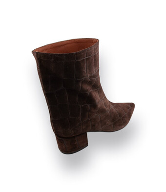 Angel Alarcon Stiefel braun Velours Krokopr&auml;gung