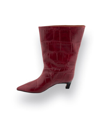 Angel Alarcon Stiefel Kirschrot Krokopr&auml;gung