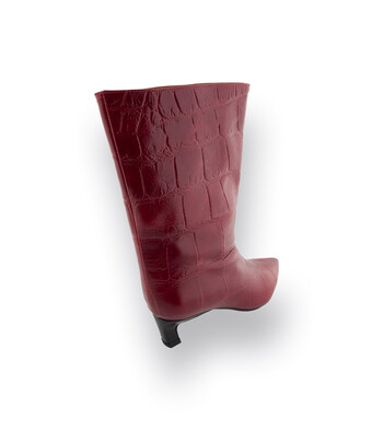 Angel Alarcon Stiefel Kirschrot Krokopr&auml;gung