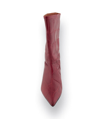 Angel Alarcon Stiefel Kirschrot Krokopr&auml;gung