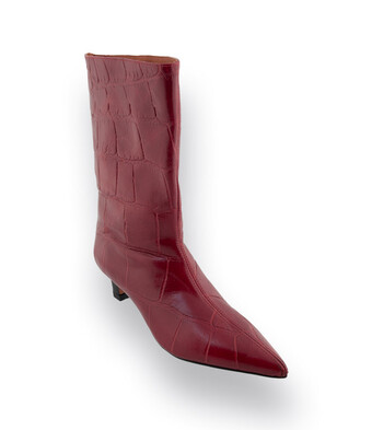 Angel Alarcon Stiefel Kirschrot Krokopr&auml;gung