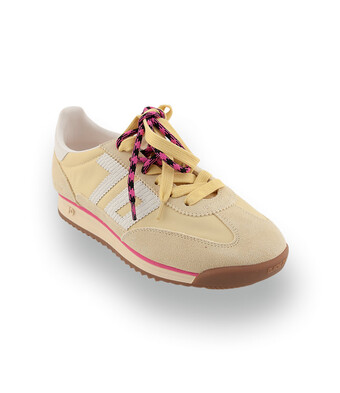 Back70 - Nostalgischer Jogger in zartem Gelb mit Pink