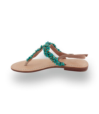 Exquisite Damen-Dianette in Türkis mit edlem Steinbesatz