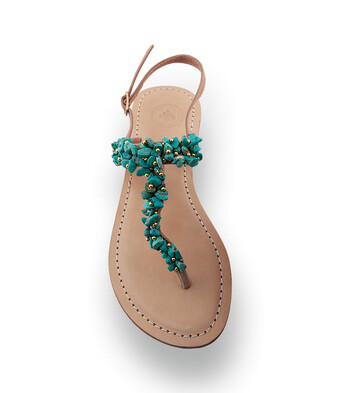 Exquisite Damen-Dianette in Türkis mit edlem Steinbesatz