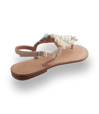 Damen-Dianette in Wei&szlig; mit floraler Bestickung auf Beige