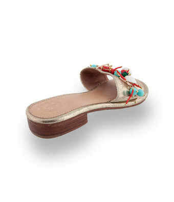 BaliBali Damen-Pantolette in Gold mit maritimem Schmuck