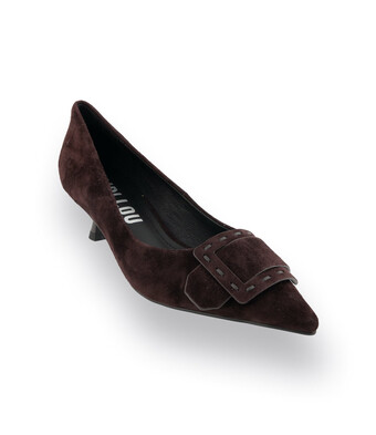 Bibi Lou Pumps in braun velours mit schöner Brosche