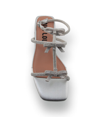 Bibi Lou - Sandalette in Silber mit Strass und Schleifen-Details