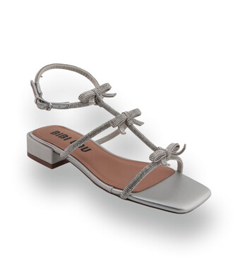 Bibi Lou - Sandalette in Silber mit Strass und Schleifen-Details