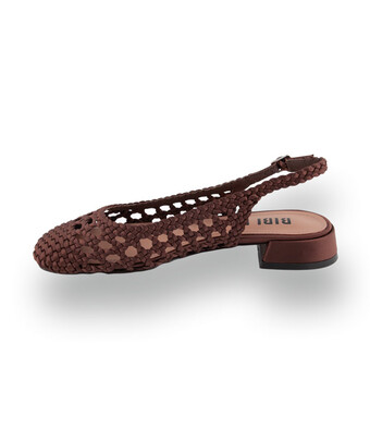 Bibi Lou Slingback - Brauner Satin in Flechtoptik