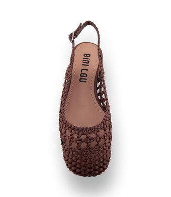 Bibi Lou Slingback - Brauner Satin in Flechtoptik