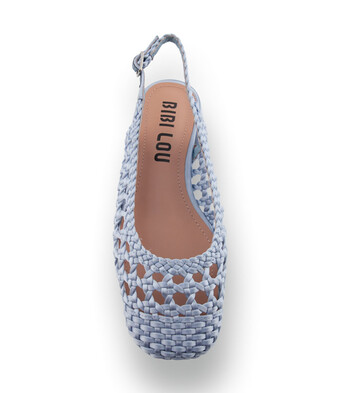 Bibi Lou Slingback - Hellblauer Satin in Flechtoptik