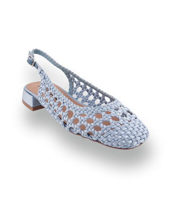 Bibi Lou Slingback - Hellblauer Satin in Flechtoptik