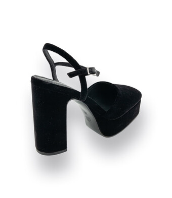 Bibi Lou Slingpumps in schwarz aus Samt mit Plateau