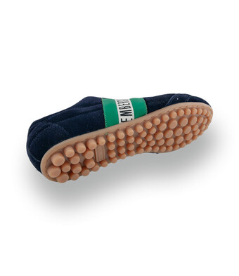 Bikkembergs - Kultiger Velours-Sneaker mit gr&uuml;nen Akzenten in Blau