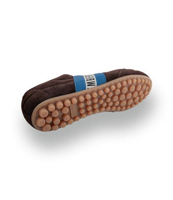 Bikkembergs -&nbsp; Kultiger Velours-Sneaker mit Noppensohle in Dunkelbraun-Blau