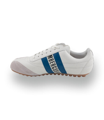 Bikkembergs - Kultiger Sneaker aus gelochtem Nappaleder in Wei&szlig;-Dunkelblau